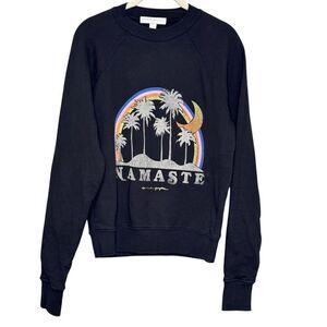 Spiritual Gangster Black Sweater with Rainbow and Palm Graphic